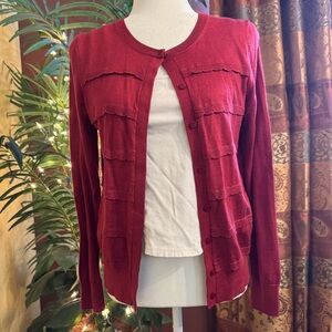 Loft Red Button-Up Cardigan